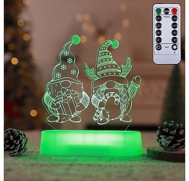 Rosnek LED Nachtlicht Weihnachtsmotiv, 3D-Effekt, 7 Farben, Fernbedienung, günstig online kaufen