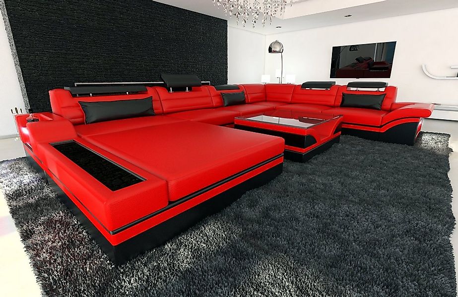 Sofa Dreams Wohnlandschaft Sofa Leder Couch Mezzo XXL U Form Ledersofa, Cou günstig online kaufen