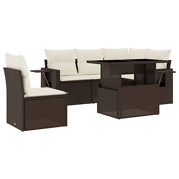 vidaXL 6-Tlg Garten-Sofagarnitur mit Kissen Braun Poly Rattan 3267913 günstig online kaufen