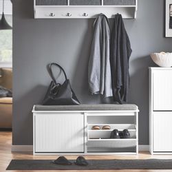 SoBuy Schuhbank Schmal mit 2 Klappen Garderobenbank mit Sitzkissen FSR98-XL günstig online kaufen