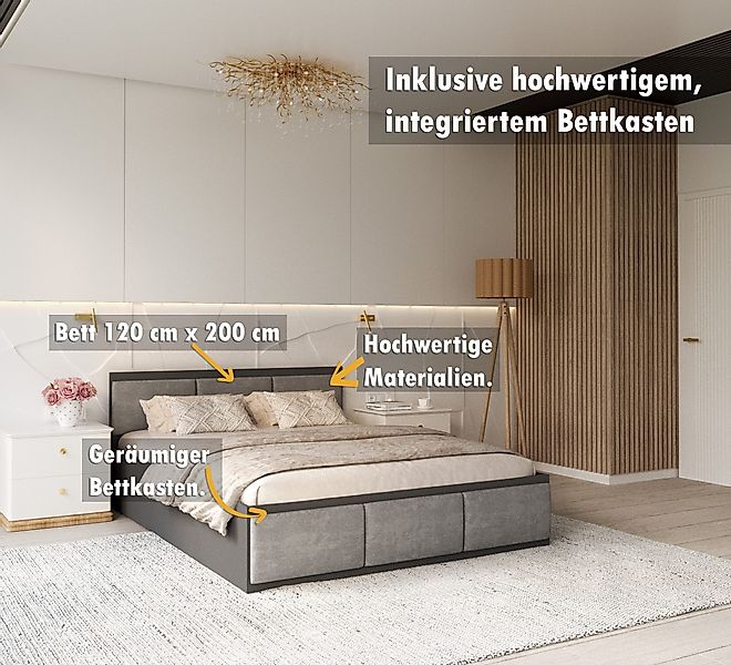 thematys Stauraumbett mit Bettkasten und Lattenrost 120x200, 140x200, 160x2 günstig online kaufen