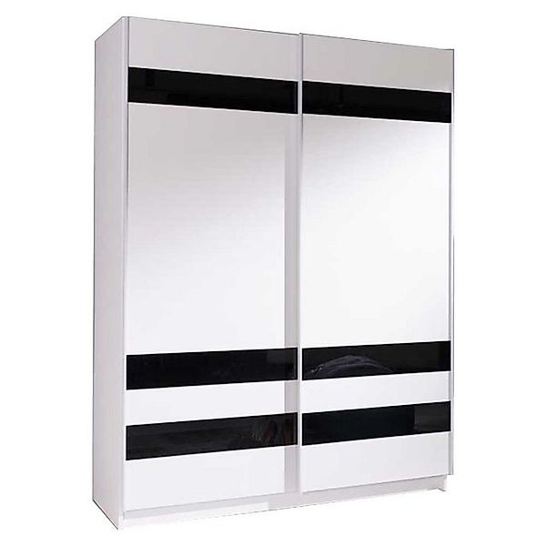 MOEBLO Kleiderschrank ADA VIII 150 (Weiß Matt + Schwarzes Glas, Schwebetüre günstig online kaufen