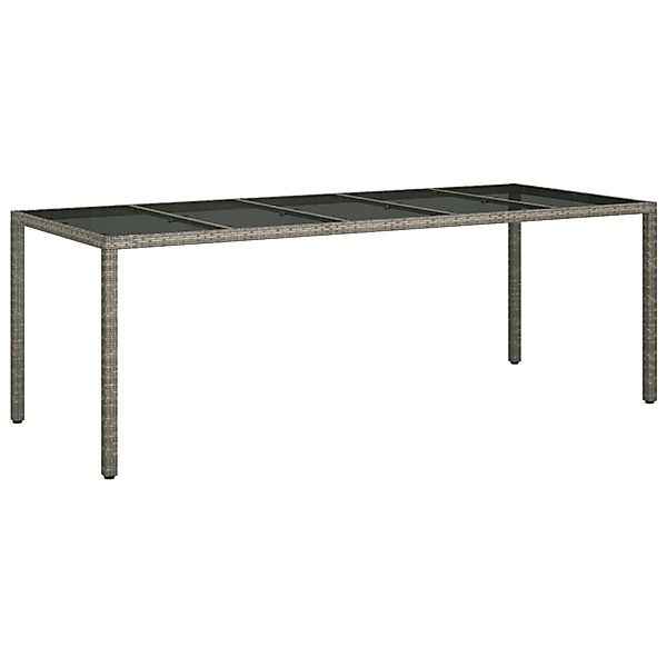 vidaXL Gartentisch Grau 250x100x75 cm Hartglas und Poly Rattan 316727 günstig online kaufen