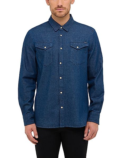 MUSTANG Langarmhemd "Style Duver" Kentkragen, Druckknopfverschluss günstig online kaufen