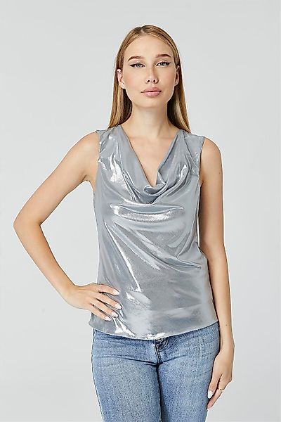 HomeStore Blusentop Glanzärmelloses Top mit offenem günstig online kaufen