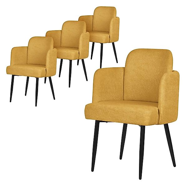 ML-Design Esszimmerstühle 4Er Set Senf mit Stoffbezug und Armlehne günstig online kaufen