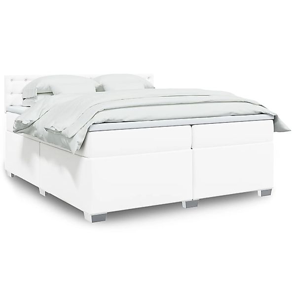 vidaXL Boxspringbett mit Matratze Weiß 200x200 cm Kunstleder 3288437 günstig online kaufen