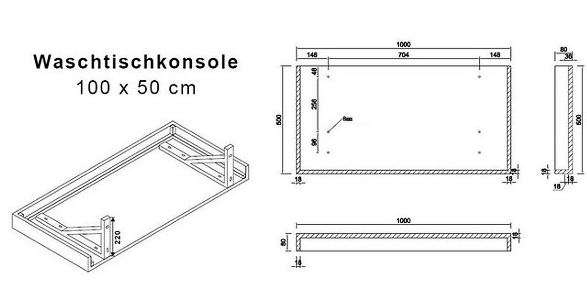 Alphabad Waschbeckenunterschrank Waschtischkonsole ASOLO EICHE 100 x 50 günstig online kaufen