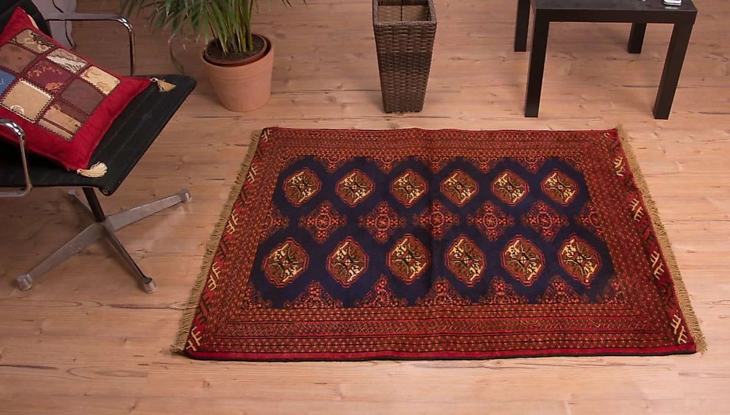 morgenland Wollteppich »Turkaman Teppich handgeknüpft blau«, rechteckig günstig online kaufen