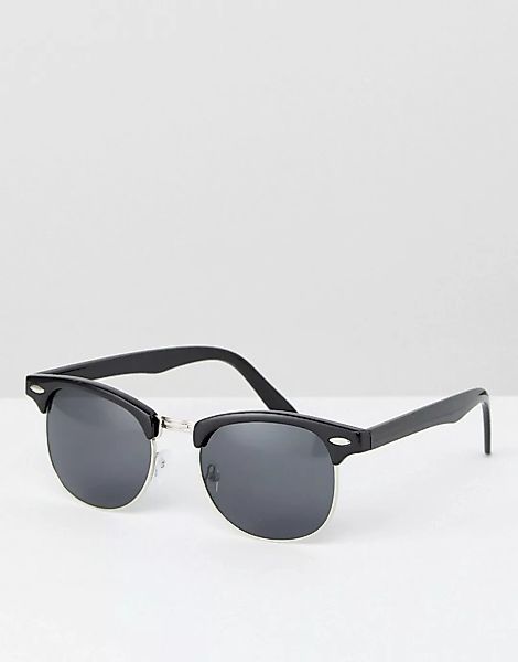 ASOS DESIGN – Retro-Sonnenbrille in Schwarz mit getönten Gläsern günstig online kaufen