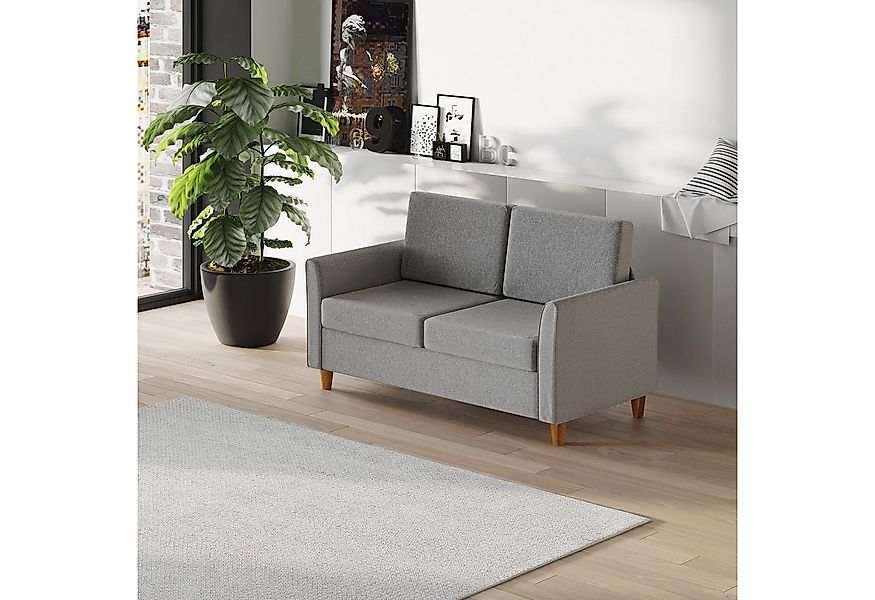 HOMCOM 2-Sitzer Sofa, Couch mit Holzbeine, Gepolsterter Polstersofa 1 Teile günstig online kaufen