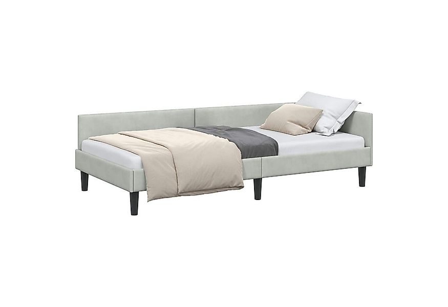vidaXL Bett Eckbettgestell Hellgrau 100 cm x 200 cm SamtundSperrholz (1-tlg günstig online kaufen