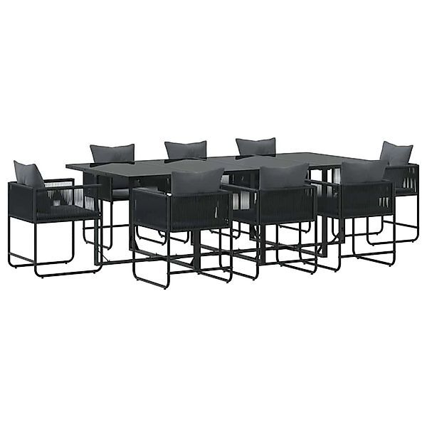 vidaXL Garten Essgruppe 9-Tlg Schwarz Stahl 3335875 günstig online kaufen
