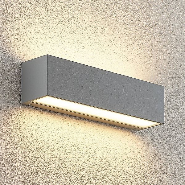 Lucande LED-Außenwandlampe Lengo 25 cm silber up/down 3.000K günstig online kaufen