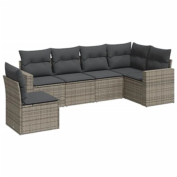vidaXL 6-Tlg Garten-Sofagarnitur mit Kissen Grau Poly Rattan 3251367 günstig online kaufen