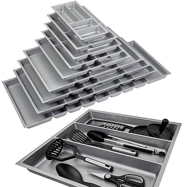 SO-TECH® Besteckeinsatz Orga-Box 2 silbergrau Canvas günstig online kaufen