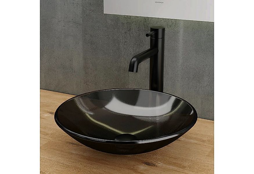 Alpenberger Waschschüssel Miniwaschbecken Aufsatzwaschbecken - Schwarzes Wa günstig online kaufen