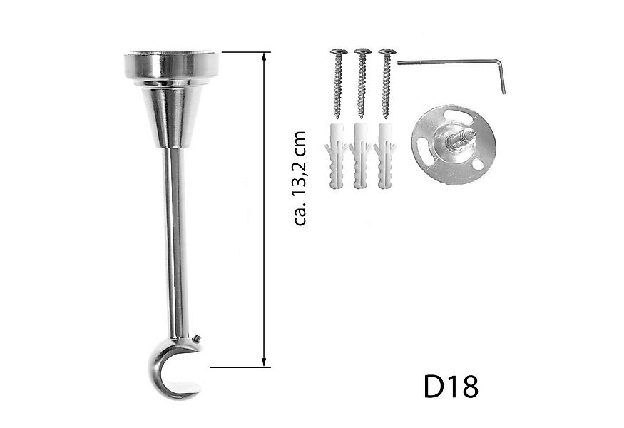BASIT Gardinenstange Edelstahloptik 19mm mit Deckenträgern 120 cm E64, Ø 19 günstig online kaufen