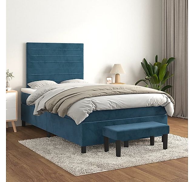 vidaXL Boxspringbett Boxspringbett mit Matratze Dunkelblau 120x200 cm Samt günstig online kaufen