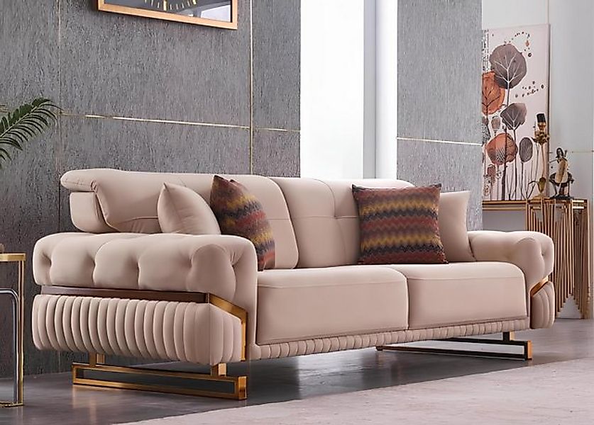 Xlmoebel Sofa Luxuriöses Textil-Sofa für das Wohnzimmer aus Edelstahl in Be günstig online kaufen