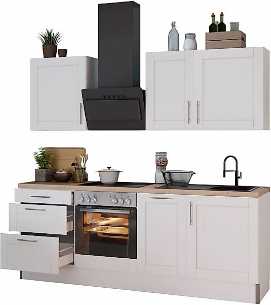 KOCHSTATION Küche "KS-Ahus", Breite 225 cm,wahlweise mit E-Geräten,MDF Fron günstig online kaufen