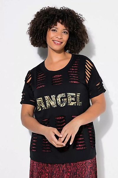 Angel of Style T-Shirt T-Shirt Komfort Fit Schlitze Leo-Schriftzug günstig online kaufen