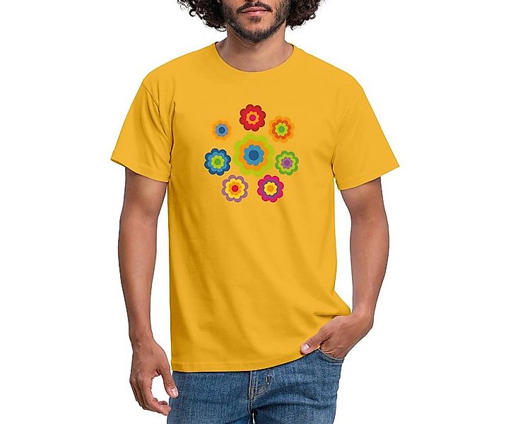 Spreadshirt T-Shirt 70er Jahre Hippie Flower Power Kostüm Blumen Outfit Män günstig online kaufen