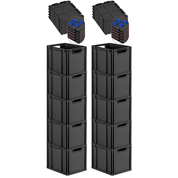 PROREGAL SparSet 10x Eurobox Nextgen Grip Mit Auflagedeckel Und Blauen Vers günstig online kaufen