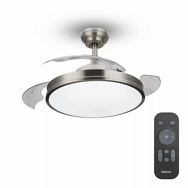 LED Deckenventilator Atlas in Nickel 2x 35W 9000lm günstig online kaufen