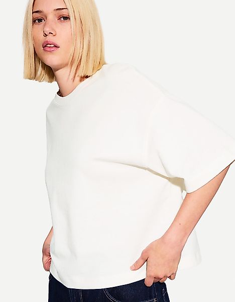 Bershka Oversize-T-Shirt Aus Schwerem Baumwollcotton Mit Kurzen Ärmeln Dame günstig online kaufen