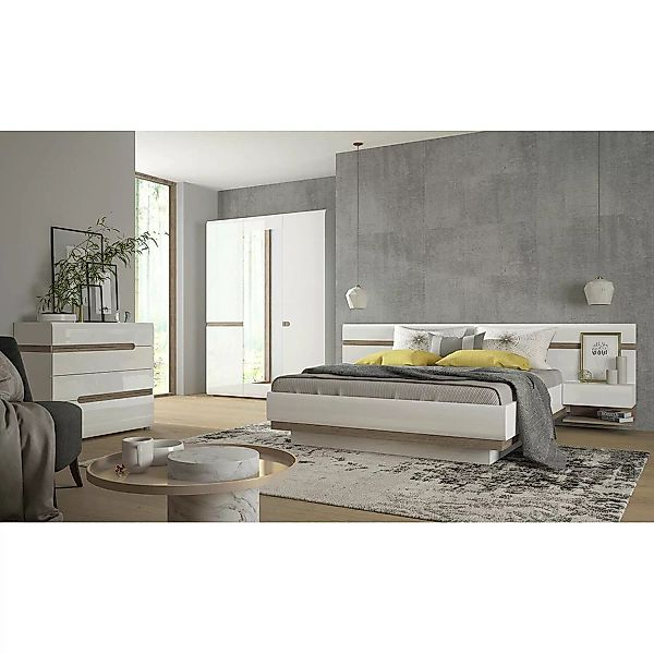 Schlafzimmermöbel Set mit 140cm Bett und 3-türigem Kleiderschrank, LEGNICA- günstig online kaufen