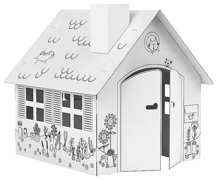 FOLDZILLA Spielhaus XXL Spielhaus Gartenhaus zum Ausmalen, Einfacher Aufbau günstig online kaufen