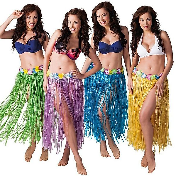 Boland Kostüm Hawaiirock lang (4 Stück), Südsee-Feeling pur: vier bunte Bas günstig online kaufen