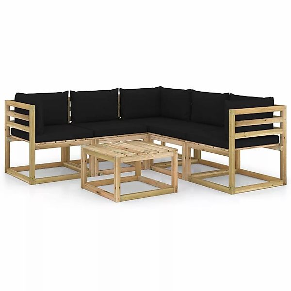 6-tlg. Garten-lounge-set Mit Schwarzen Kissen günstig online kaufen