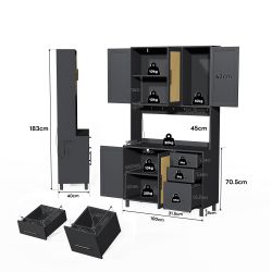 Ulife Hochschrank Küchenanrichte mit LED-Deko-Lichtern, 2 günstig online kaufen