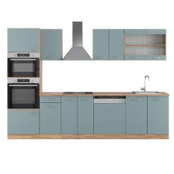 Vicco Küchenzeile R-Line, Blau-Grau/Eiche, 300 cm günstig online kaufen