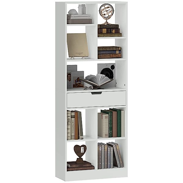 HOMCOM Bücherregal Standregal MDF Spanplatte Weiß 60L x 26B x 158H cm günstig online kaufen