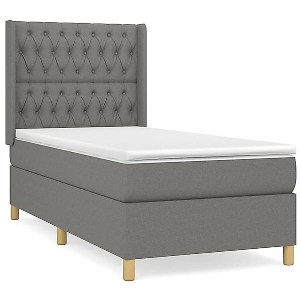vidaXL Boxspringbett mit Matratze Dunkelgrau 90x190 cm Stoff1396416 günstig online kaufen