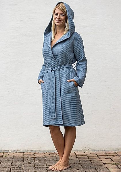 framsohn frottier Damenbademantel Waffelpiqué, Kurzform, Baumwolle, Kapuze, günstig online kaufen