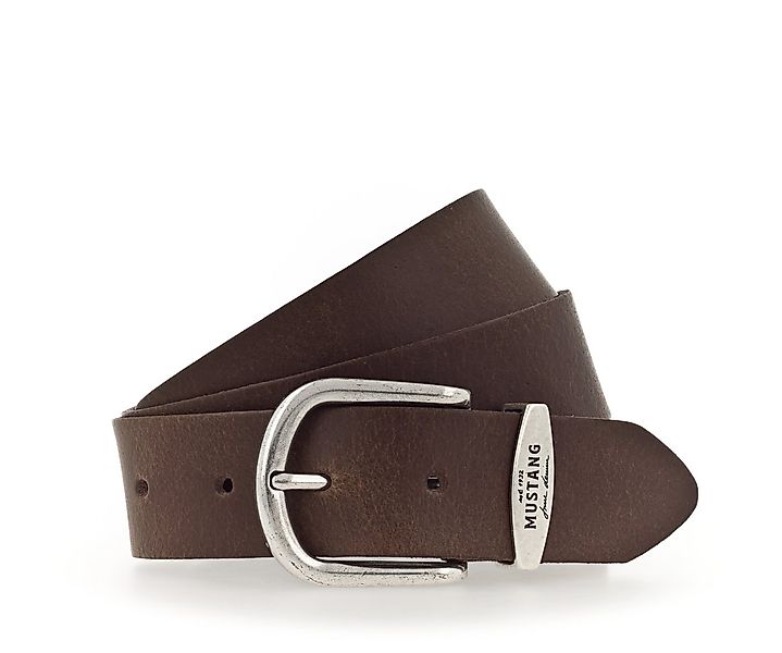 MUSTANG Ledergürtel Damen-Gürtel mit Logo-Schriftzug auf der Schlaufe günstig online kaufen