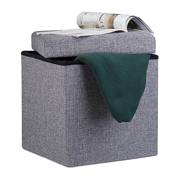 relaxdays Stauraumhocker Faltbarer Sitzhocker mit Stauraum günstig online kaufen