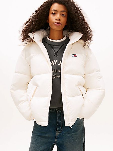 Tommy Jeans Steppjacke "TJW OVS HOODED FLAG PUFFER EXT" mit Kapuze günstig online kaufen