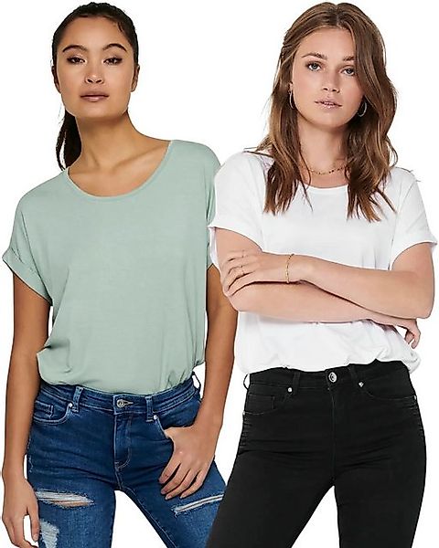 ONLY T-Shirt Stilvolles Basic Shirt mit Rundhalsausschnitt (2er-Pack) in Un günstig online kaufen