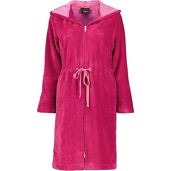 Cawö Damenbademantel mit Kapuze, Kurzform, Baumwollmischung, Reißverschluss günstig online kaufen