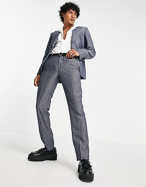 Twisted Tailor – Jacquard-Anzughose mit sehr kleinem geometrischem Muster i günstig online kaufen