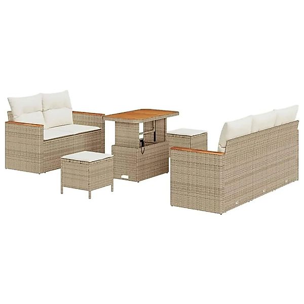 vidaXL Gartensofa-Set mit Kissen 10 Stk Beige und Creme Poly-Rattan 3364941 günstig online kaufen