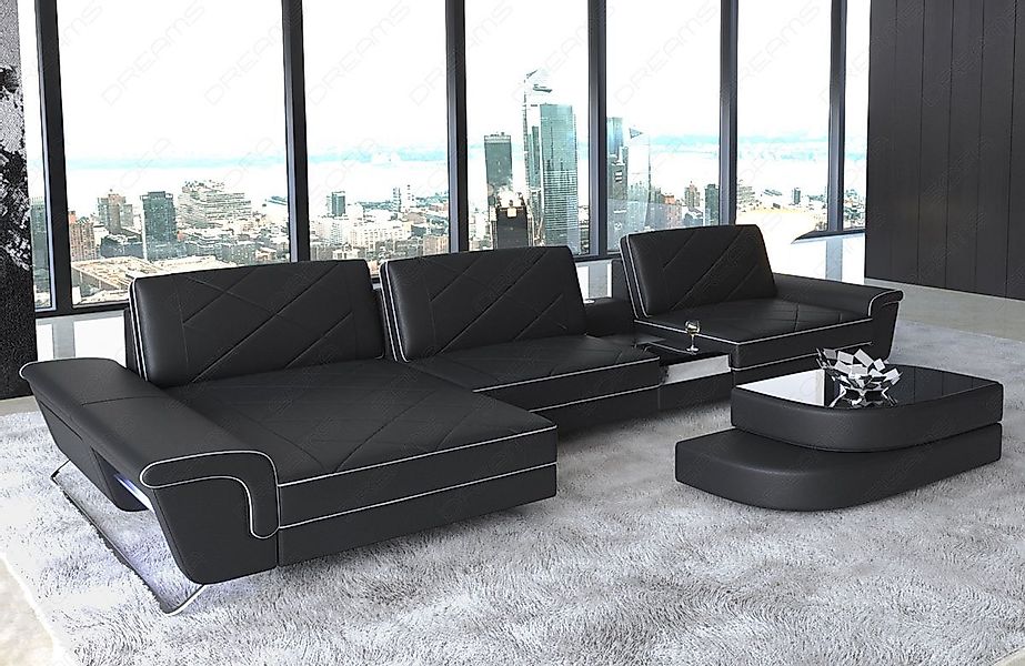 Sofa Dreams Ecksofa Leder Sofa Bari L Form Ledersofa, Couch, mit LED, verst günstig online kaufen