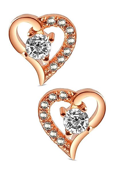 Limana Paar Ohrstecker echt 925 Silber gold rosegold Herz Ohrringe Herzohrr günstig online kaufen