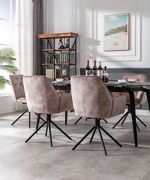 byLIVING Esszimmerstuhl "Sarina", (Set), 2 St., Samtstoff Velvet, 2er-Set, günstig online kaufen