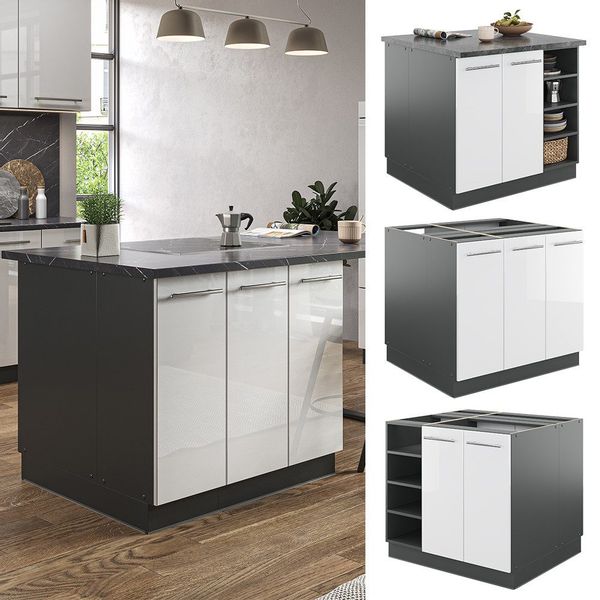 Vicco Unterschrank Fame-Line, Weiß Hochglanz/Anthrazit, 90 günstig online kaufen